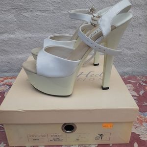 Highest Heel White Platform Sandals